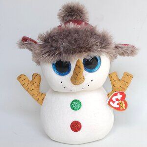 RARE Vintage Ty Beanie Boo 'Buttons' the Snowman Medium 9 inch
